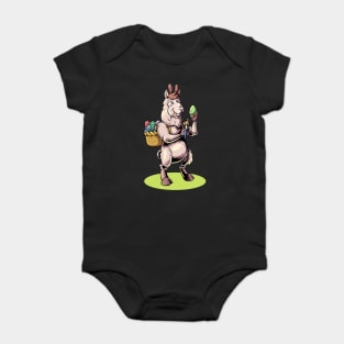 Easter - llama with rabbit ears painting easter eggs Baby Bodysuit